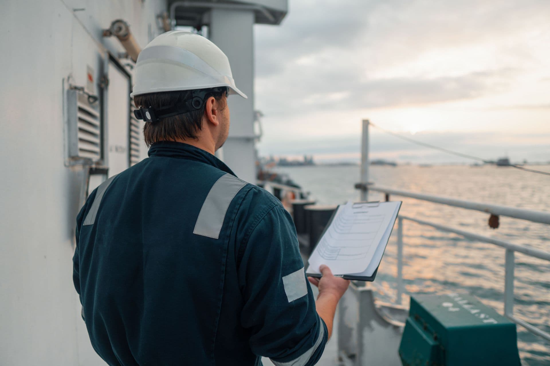 Inspector checking hull